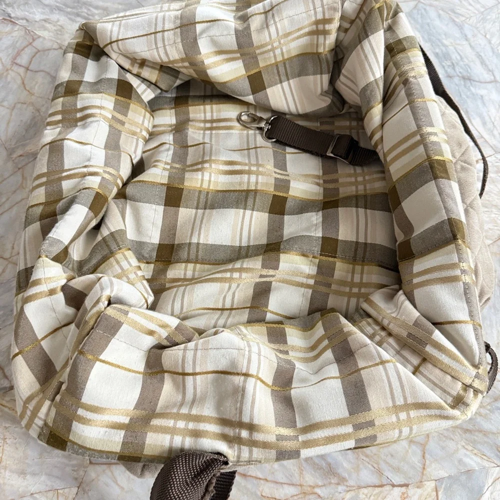 PetSafe Happy Ride Quilted Dog Booster‎ Seat Tan Plaid Fleece Small Pet Car Seat